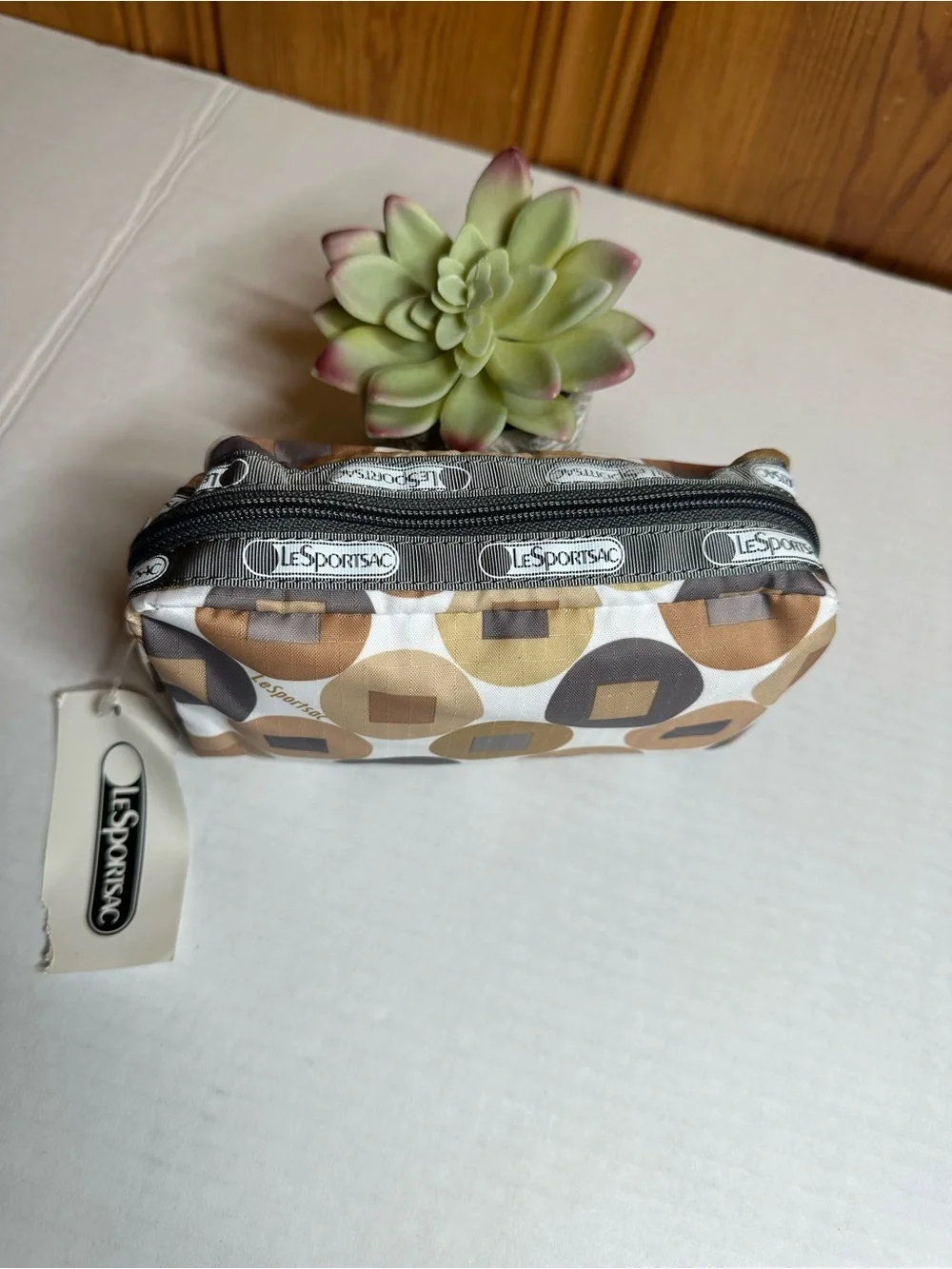 Lesportsac Dual-Pack Men's Toiletry Pouches in Gray Floral and Tan Geo